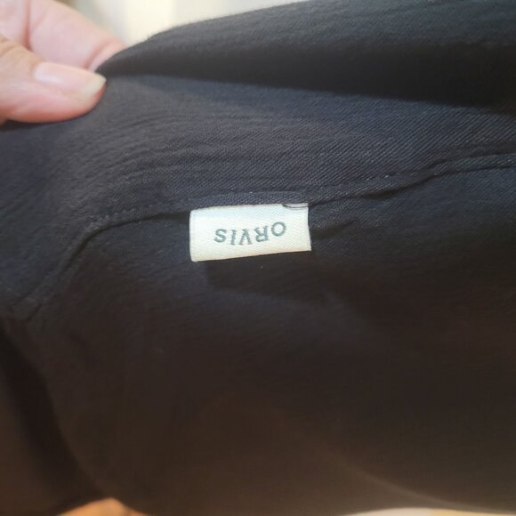 Orvis Black Button-Down Short Sleeve V-Neck Blouse M/M Lightweight Rayon - Picture 7 of 13